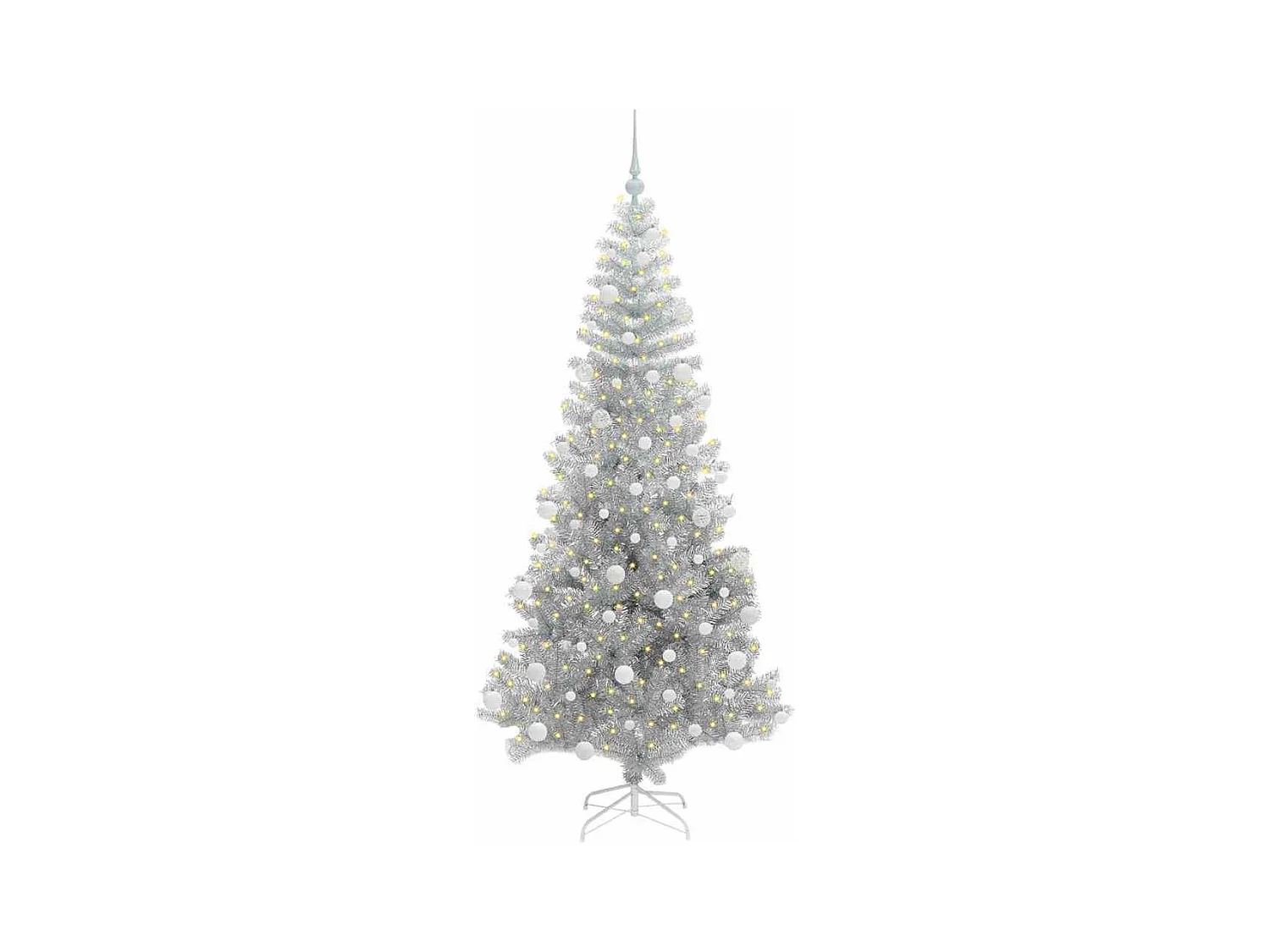 Árvore de Natal com 300 LEDs com suporte Prateado 180 cm PET