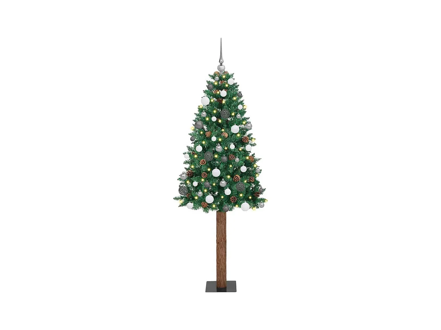 Árbol de Navidad Delgado con 300 LED con soporte Verde 210 cm