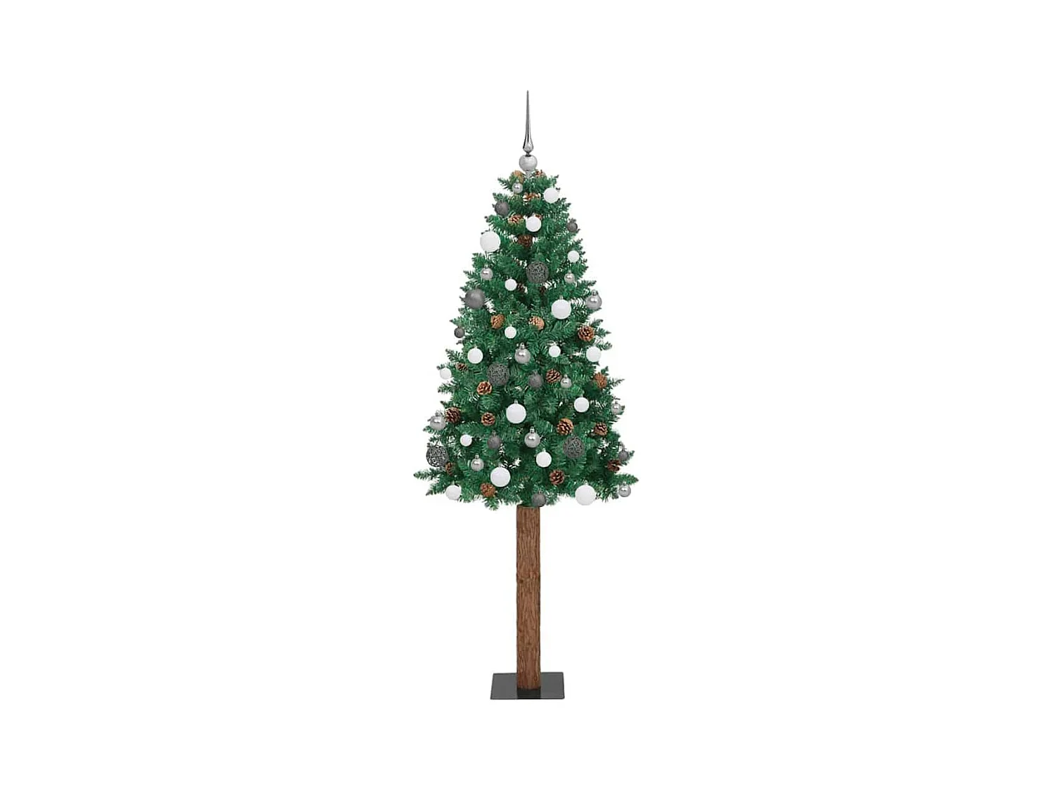 Árbol de Navidad Delgado con 300 LED con soporte Verde 210 cm