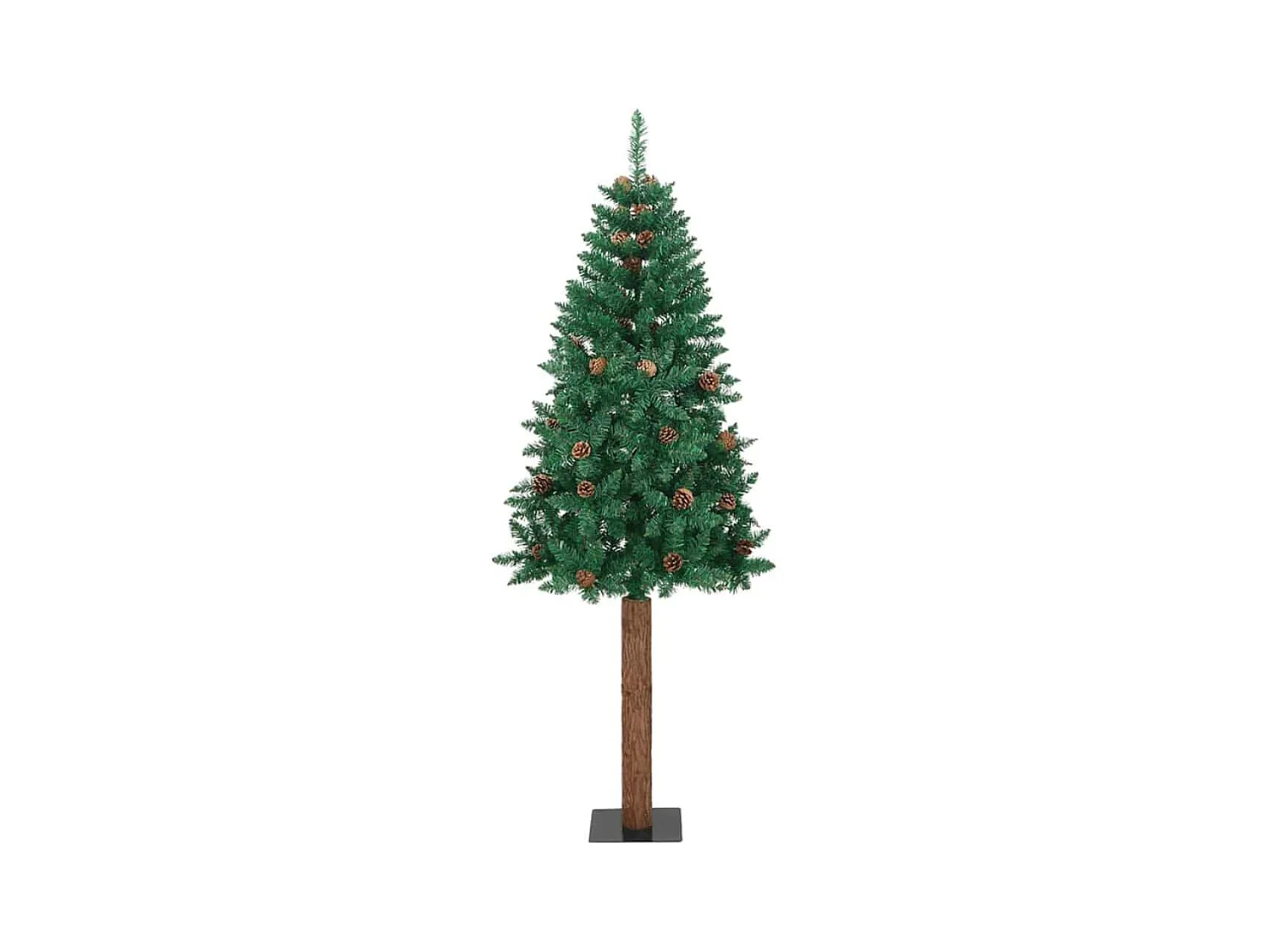 Árbol de Navidad Delgado con 300 LED con soporte Verde 210 cm