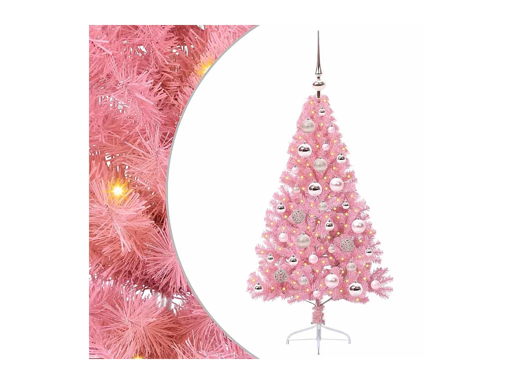 Árbol de Navidad Artificial Preiluminado Rosa 120 cm PVC