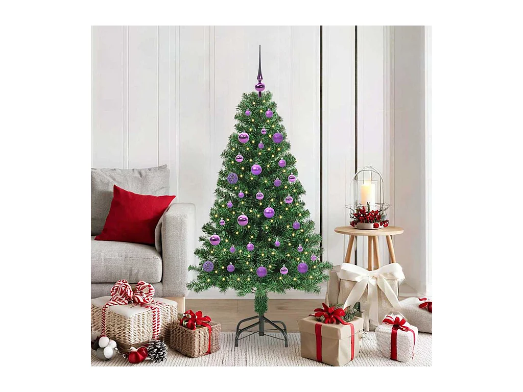 Árbol de Navidad artificial Verde 150 cm PVC y Acero y Plástico