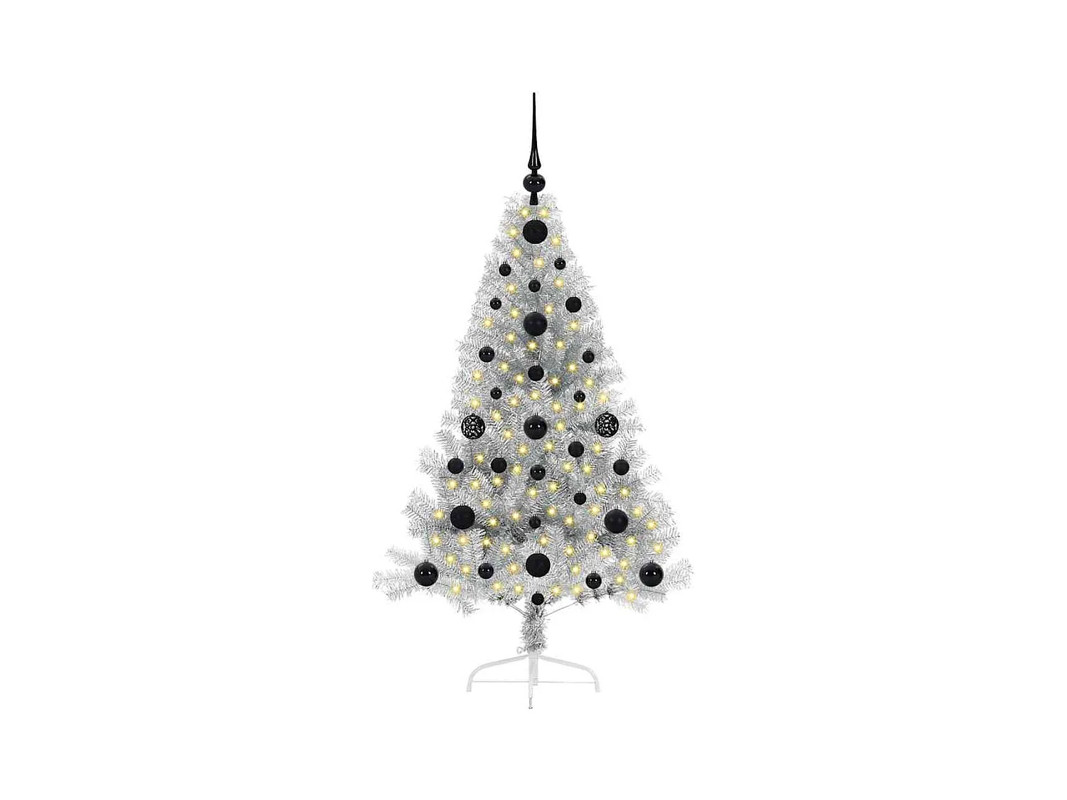 Árbol de Navidad Artificial Preiluminado Plateado 120 cm PET