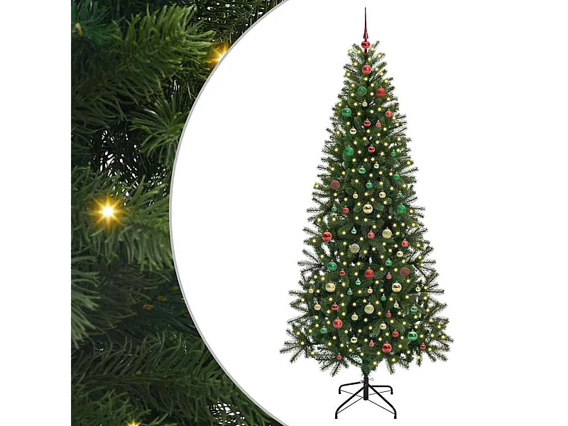 Árvore de Natal Artificial com 300 LEDs Verde 210 cm PE e PVC
