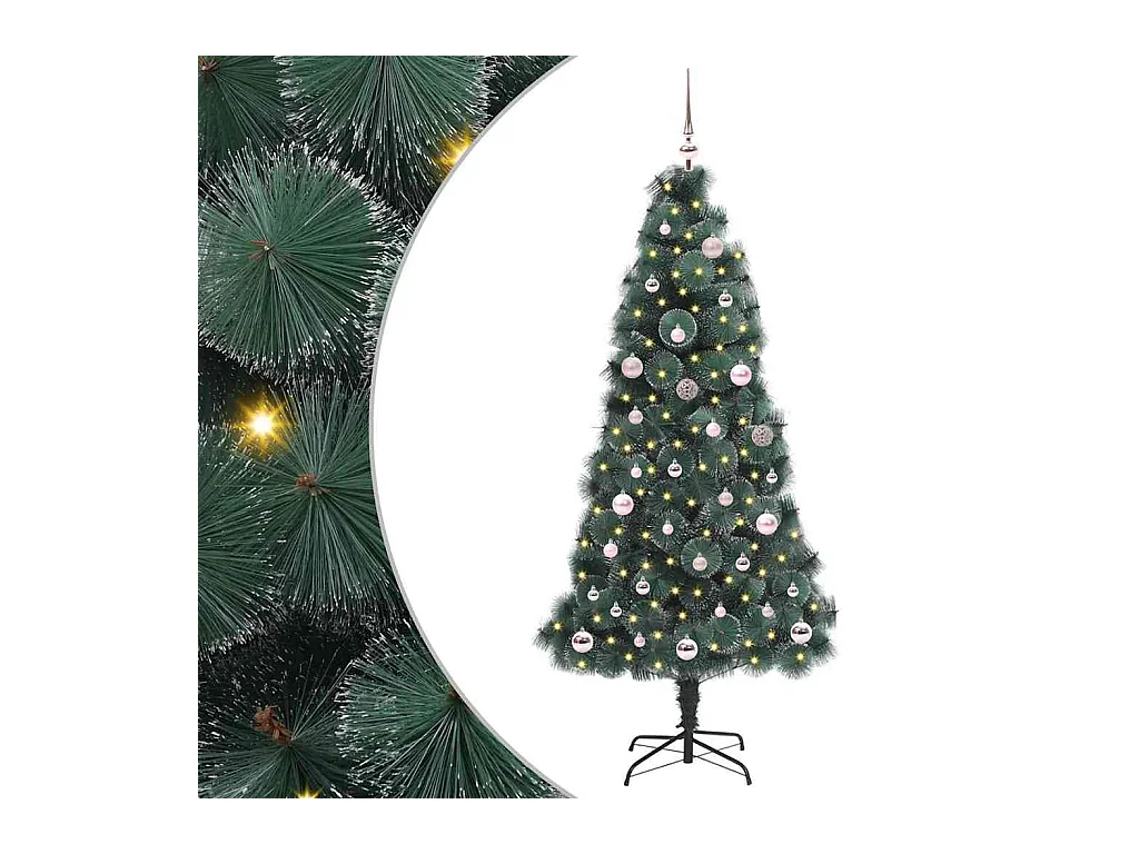 Sapin de Noël artificiel pré-éclairé avec ensemble de boules