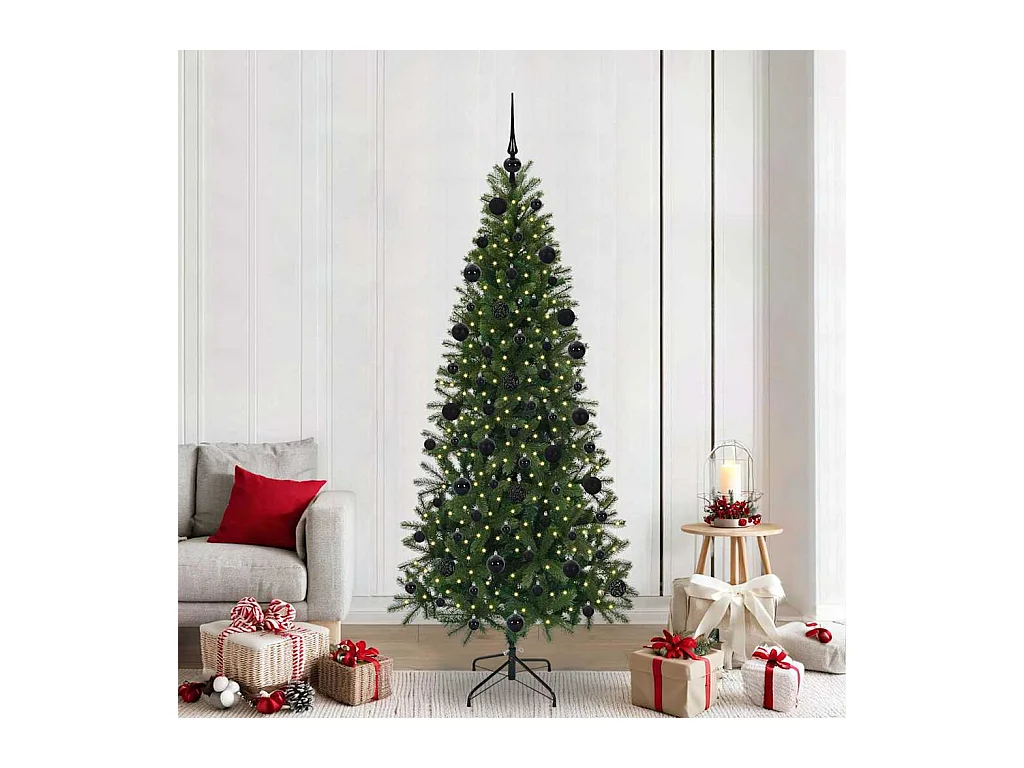Sapin de Noël artificiel avec 300 LED Vert 210 cm PE et PVC