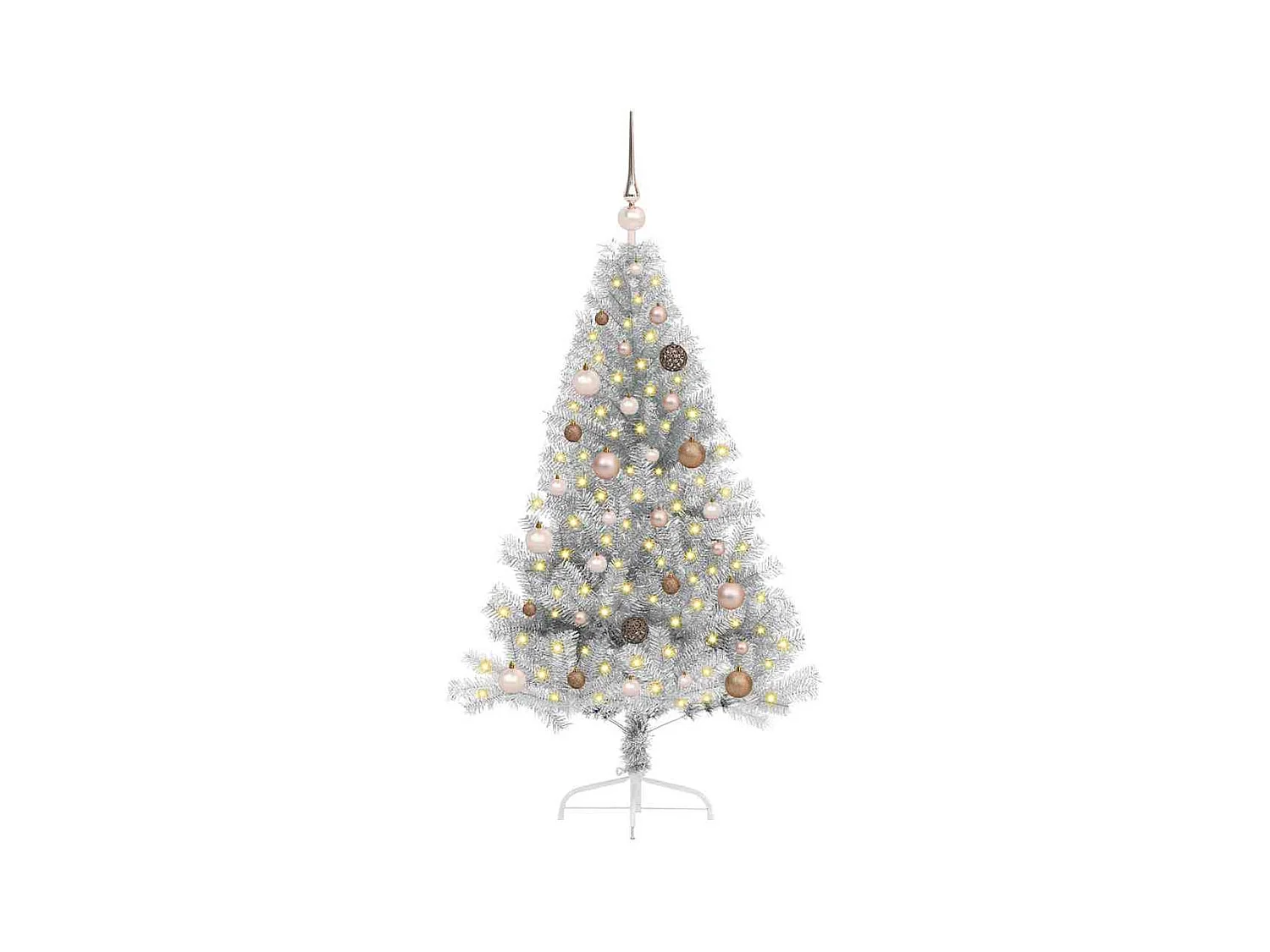 Árbol de Navidad Artificial Preiluminado Plateado 150 cm PET