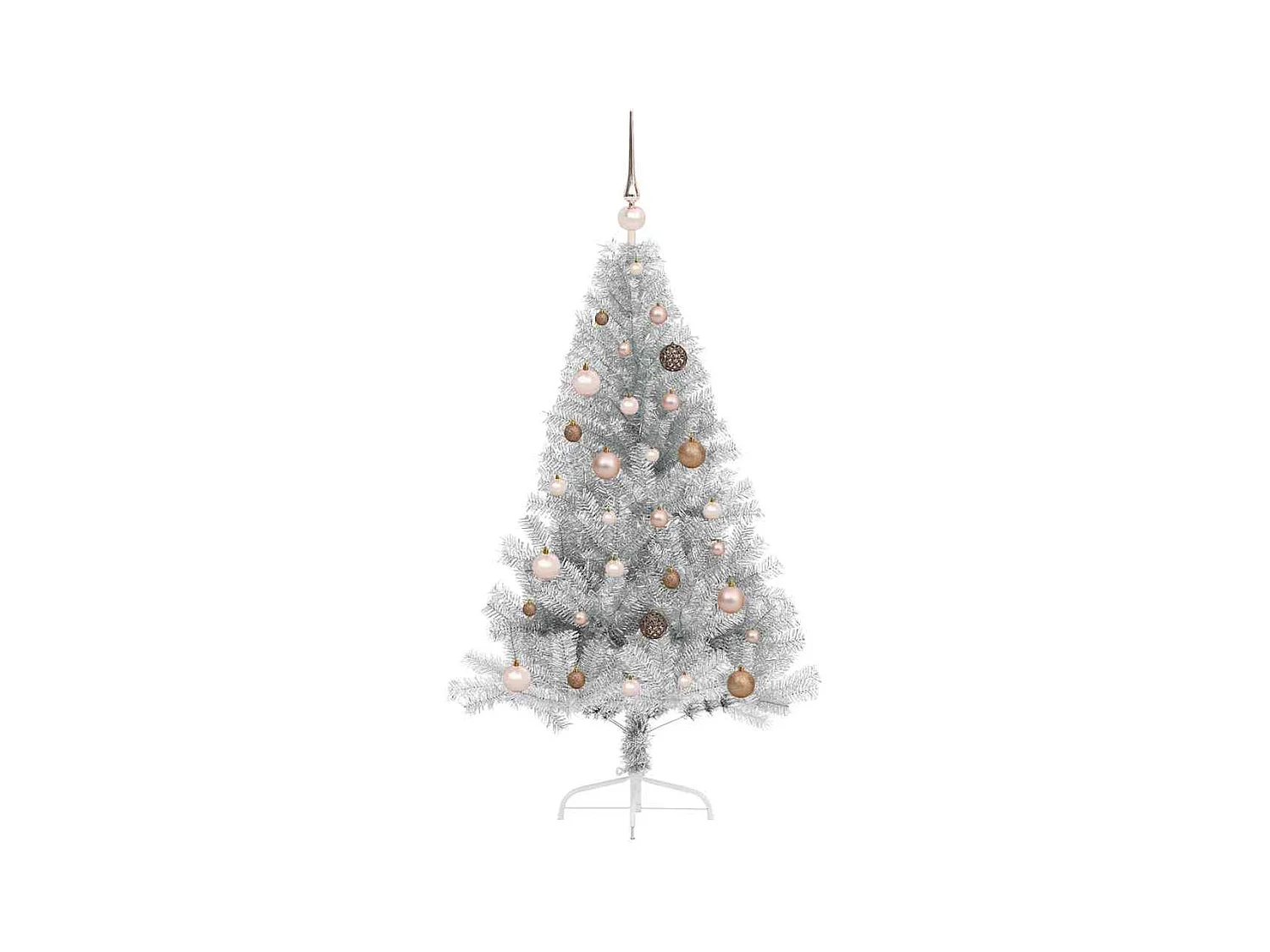 Árbol de Navidad Artificial Preiluminado Plateado 150 cm PET