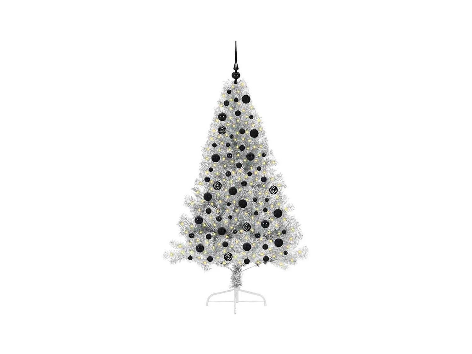 Árbol de Navidad Artificial Preiluminado Plateado 180 cm PET