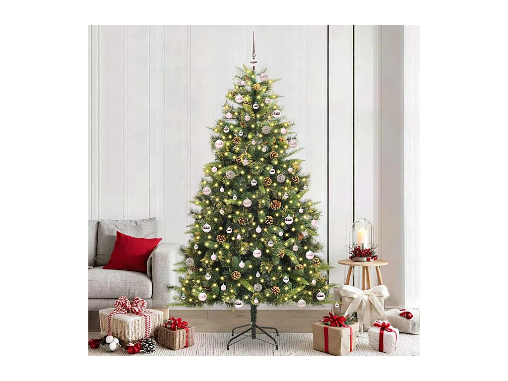 Sapin de Noël artificiel avec branches pliables et cônes 240 cm