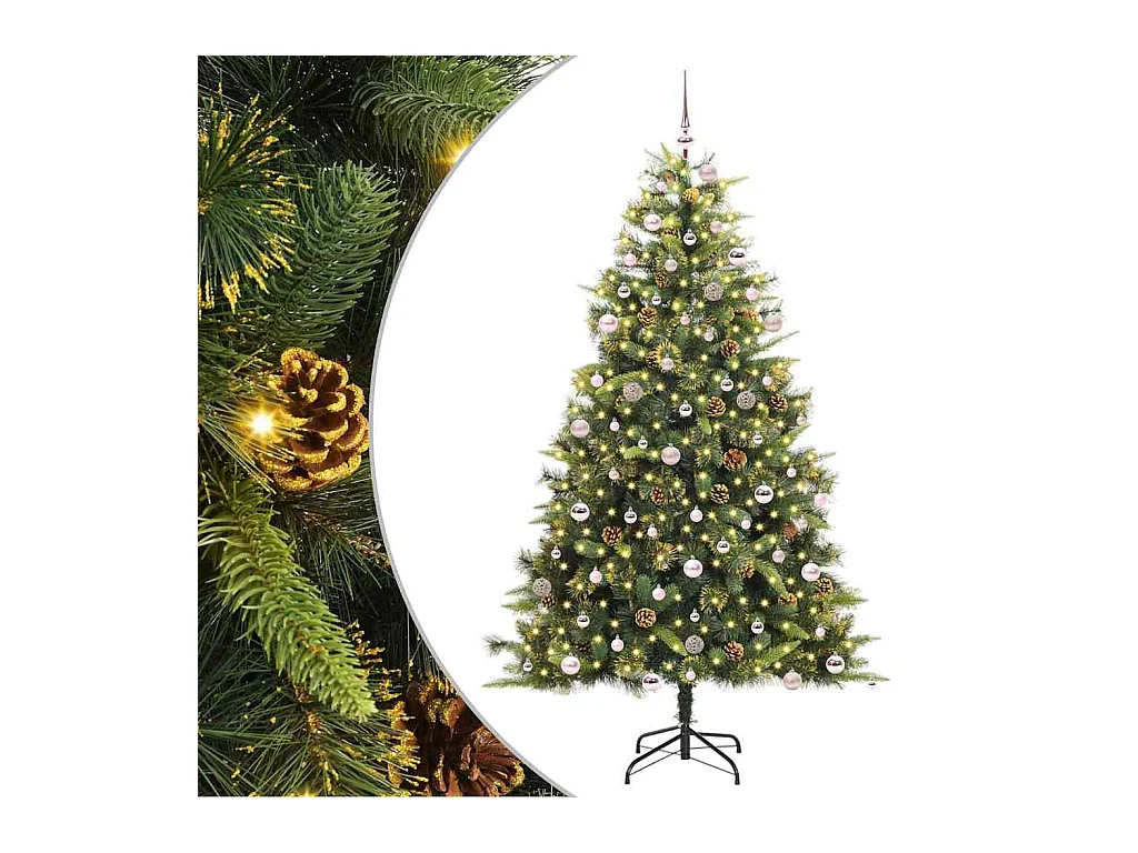 Sapin de Noël artificiel avec branches pliables et cônes 240 cm