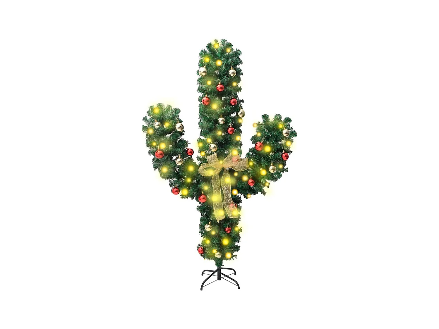 Kerstcactus met standaard en LED's 210 cm PVC groen