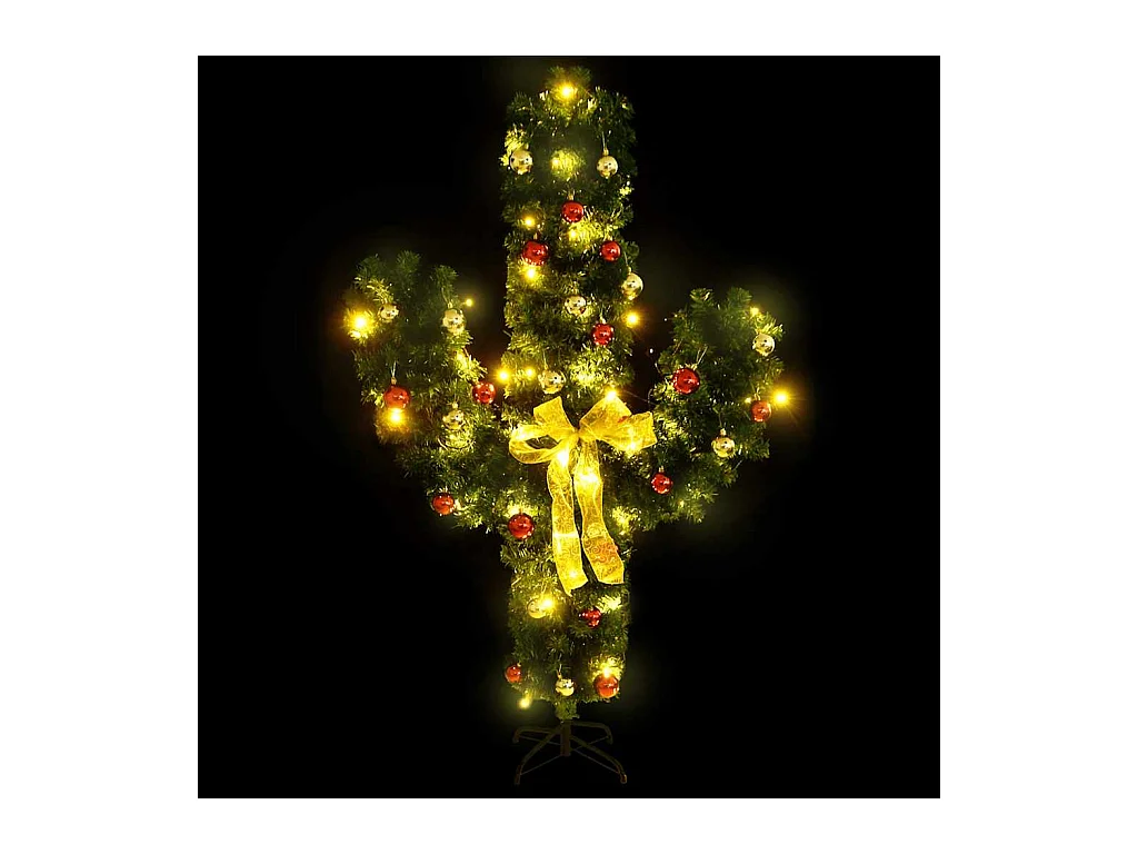 Kerstcactus met standaard en LED's 210 cm PVC groen