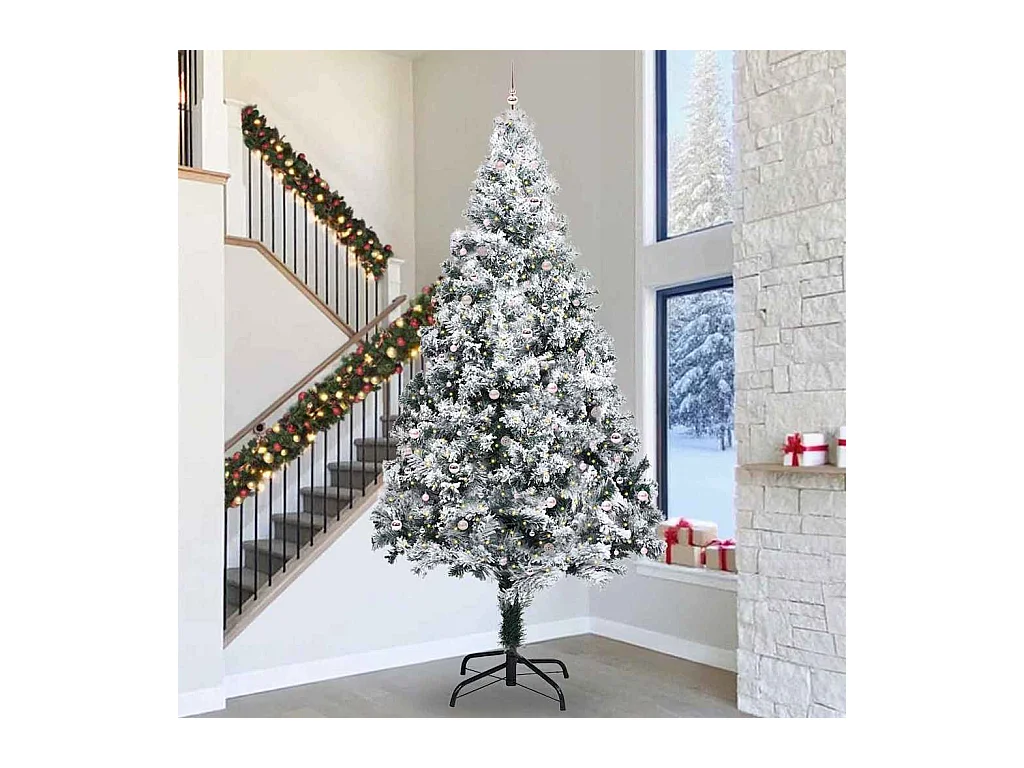 Sapin de Noël artificiel pré-éclairé avec set de boules Vert