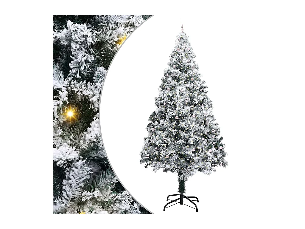 Sapin de Noël artificiel pré-éclairé avec set de boules Vert