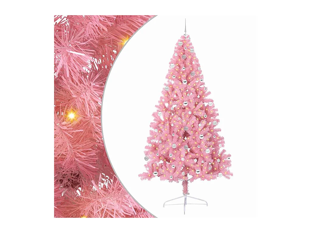 Sapin de Noël artificiel pré-éclairé Rose 240 cm PVC