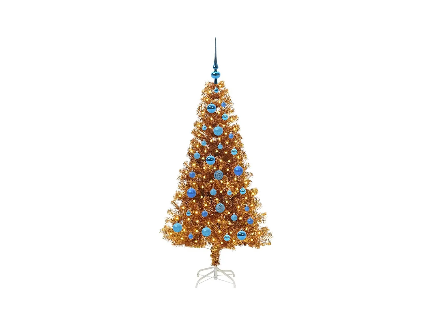 Árvore de Natal com 150 LEDs com suporte Ouro 150 cm PET