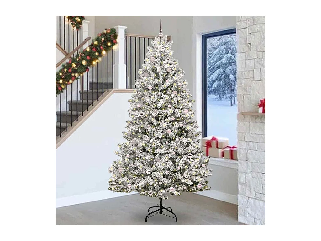 Sapin de Noël artificiel Vert et blanc 270 cm PVC et métal