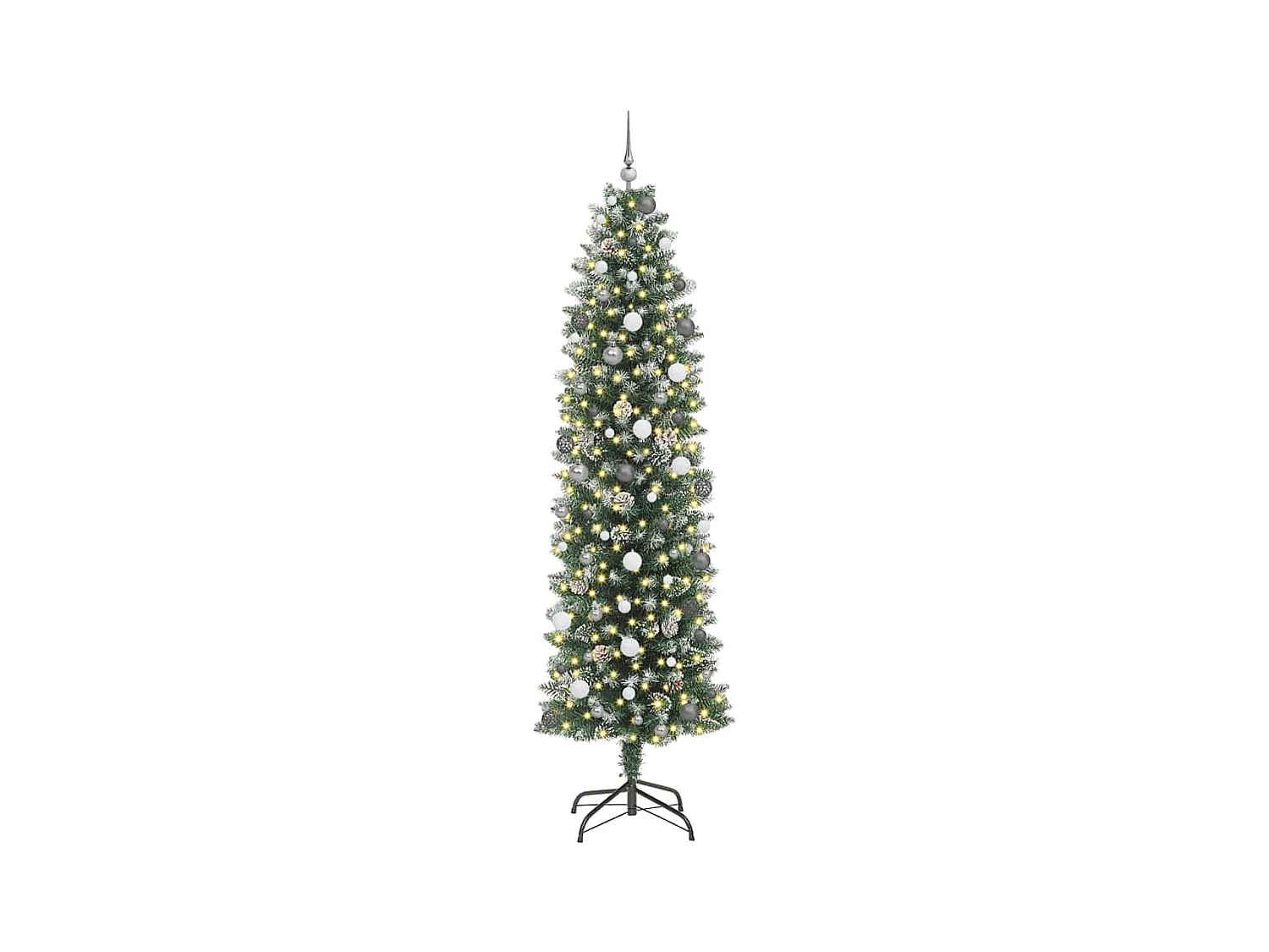 Árbol Navideño Artificial Delgado con 300 LED Verde 240 cm