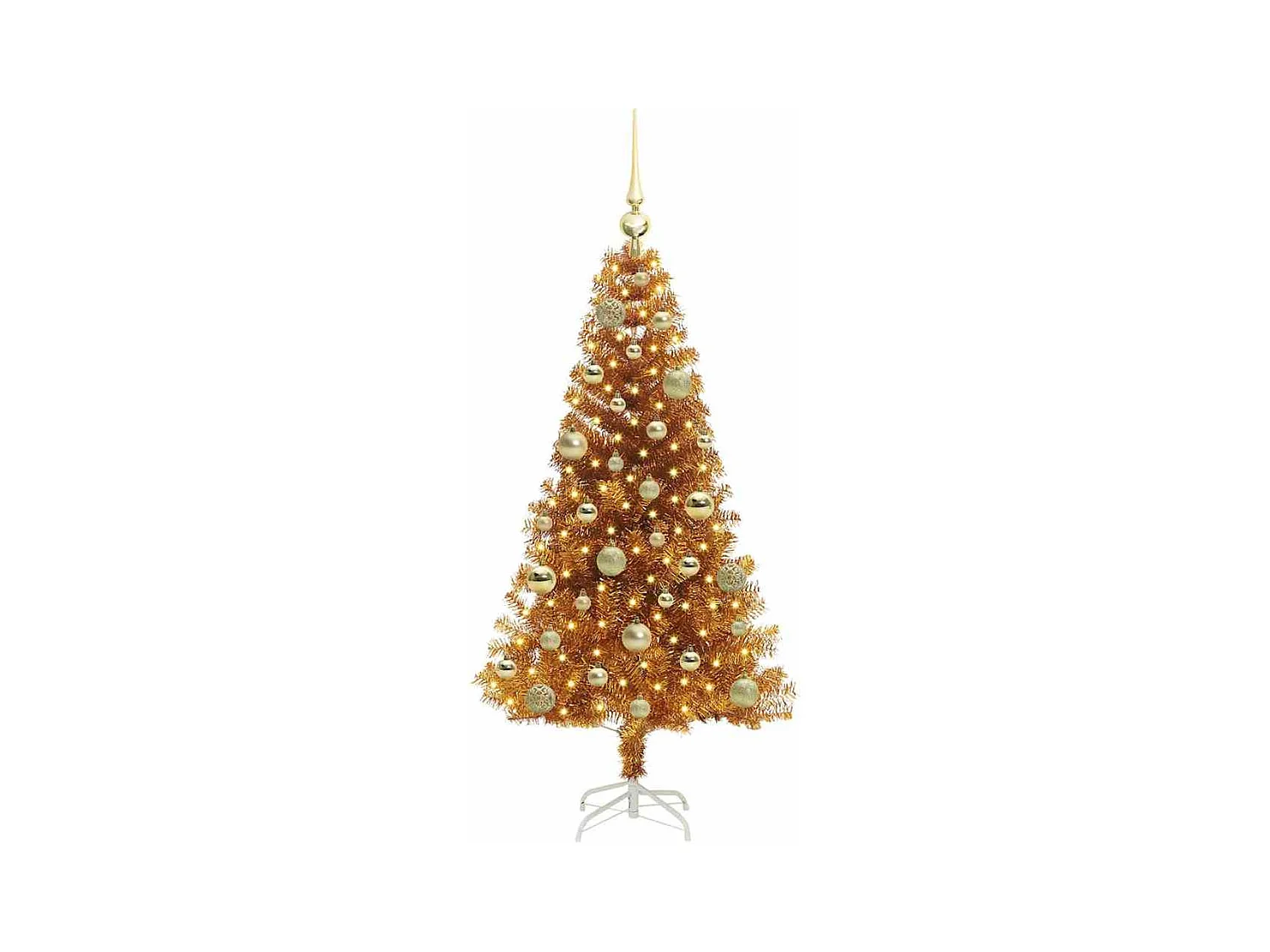 Árbol de Navidad con 150 LED con soporte Dorado 120 cm PET