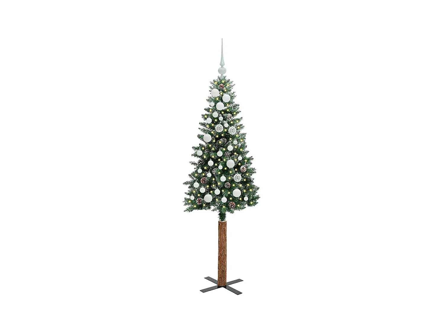 Árbol de Navidad Delgado con 150 LED con soporte Verde y 150 cm