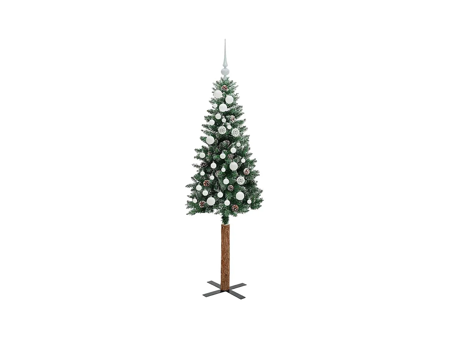 Árbol de Navidad Delgado con 150 LED con soporte Verde y 150 cm