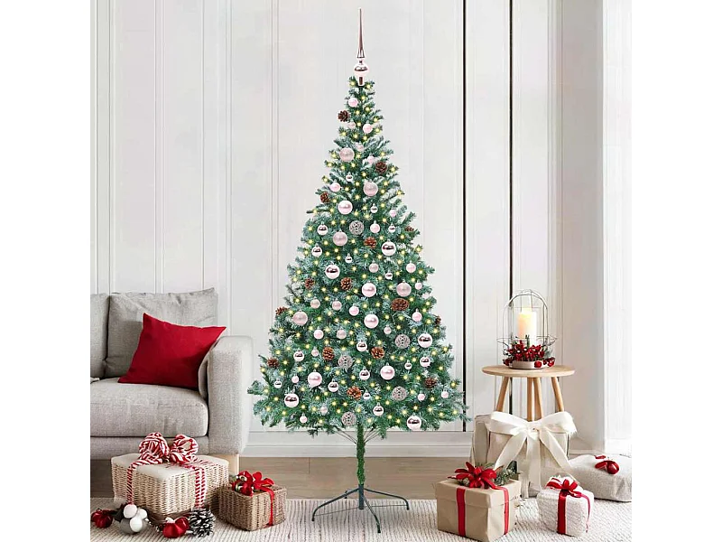Sapin de Noël artificiel avec 300 LED Vert 210 cm PVC et Acier