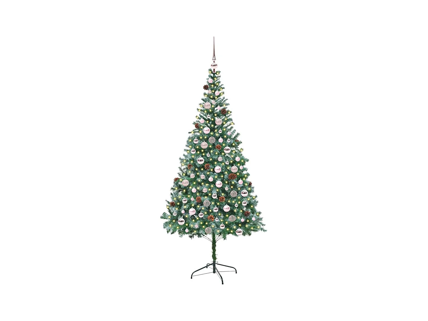 Sapin de Noël artificiel avec 300 LED Vert 210 cm PVC et Acier