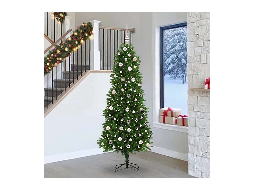 Sapin de Noël avec 300 LED avec support Vert 240 cm PE