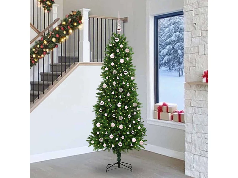 Sapin de Noël avec 300 LED avec support Vert 240 cm PE