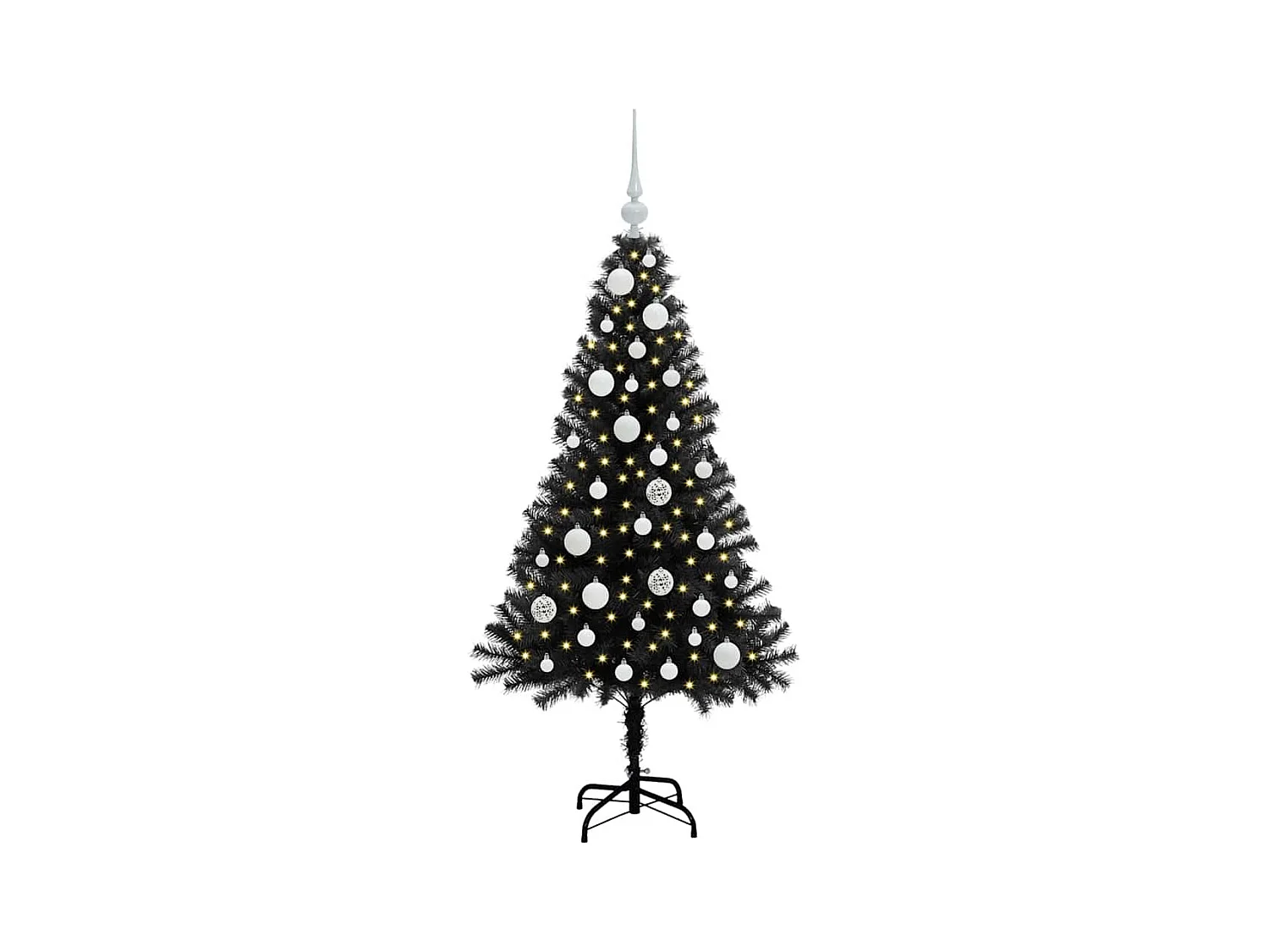Árvore de Natal com 150 LEDs com suporte Preto 120 cm PVC