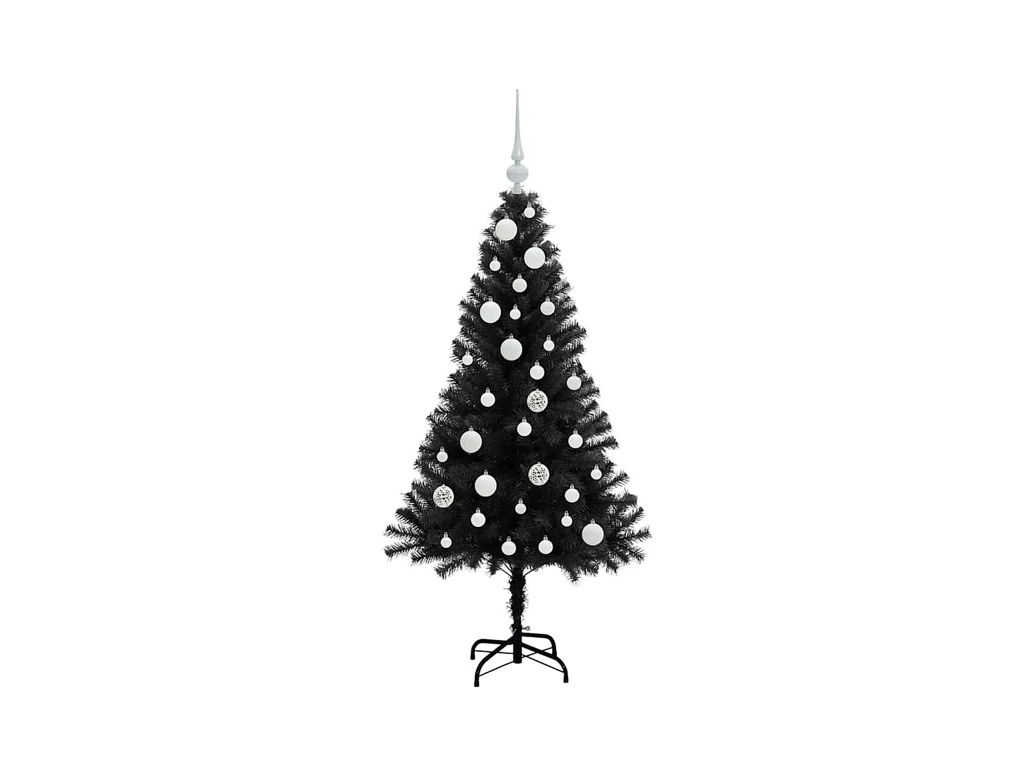 Árvore de Natal com 150 LEDs com suporte Preto 120 cm PVC