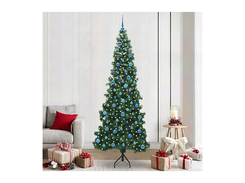 Arbre de Noël artificiel d'angle Vert 240 cm PVC et métal
