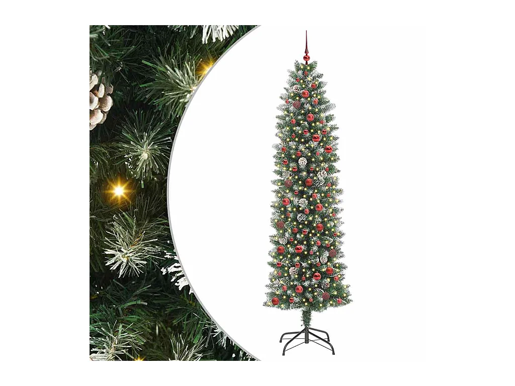 Arbre de Noël artificiel slim avec 300 LED Vert et blanc 240 cm