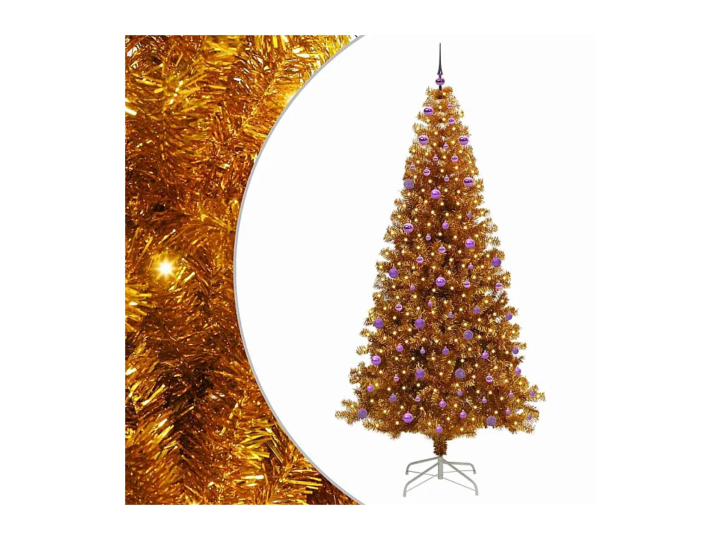 Árbol de Navidad con 300 LED con soporte Dorado 240 cm PET