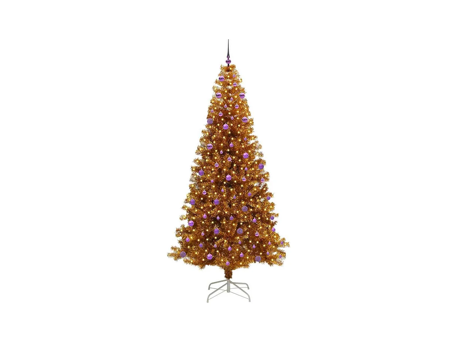 Árbol de Navidad con 300 LED con soporte Dorado 240 cm PET