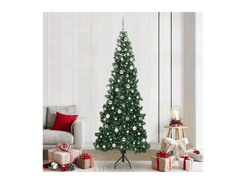 Arbre de Noël artificiel d'angle Vert 240 cm PVC et métal