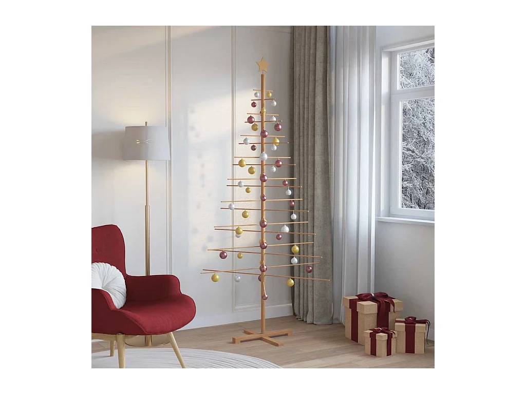 Houten kerstboom met standaard Bruin 210 cm Bamboe