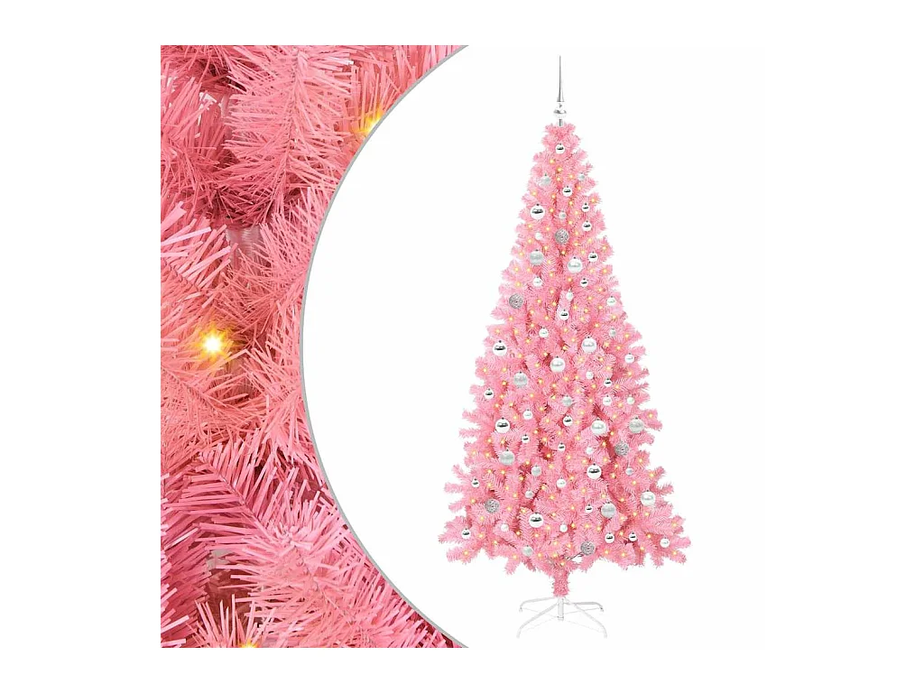 Sapin de Noël avec 300 LED avec support Rose 210 cm PVC