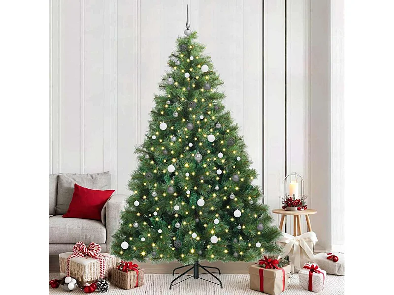 Kunstkerstboom met 300 LED met standaard Groen 240 cm PE en PVC