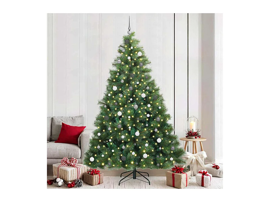 Kunstkerstboom met 300 LED met standaard Groen 240 cm PE en PVC