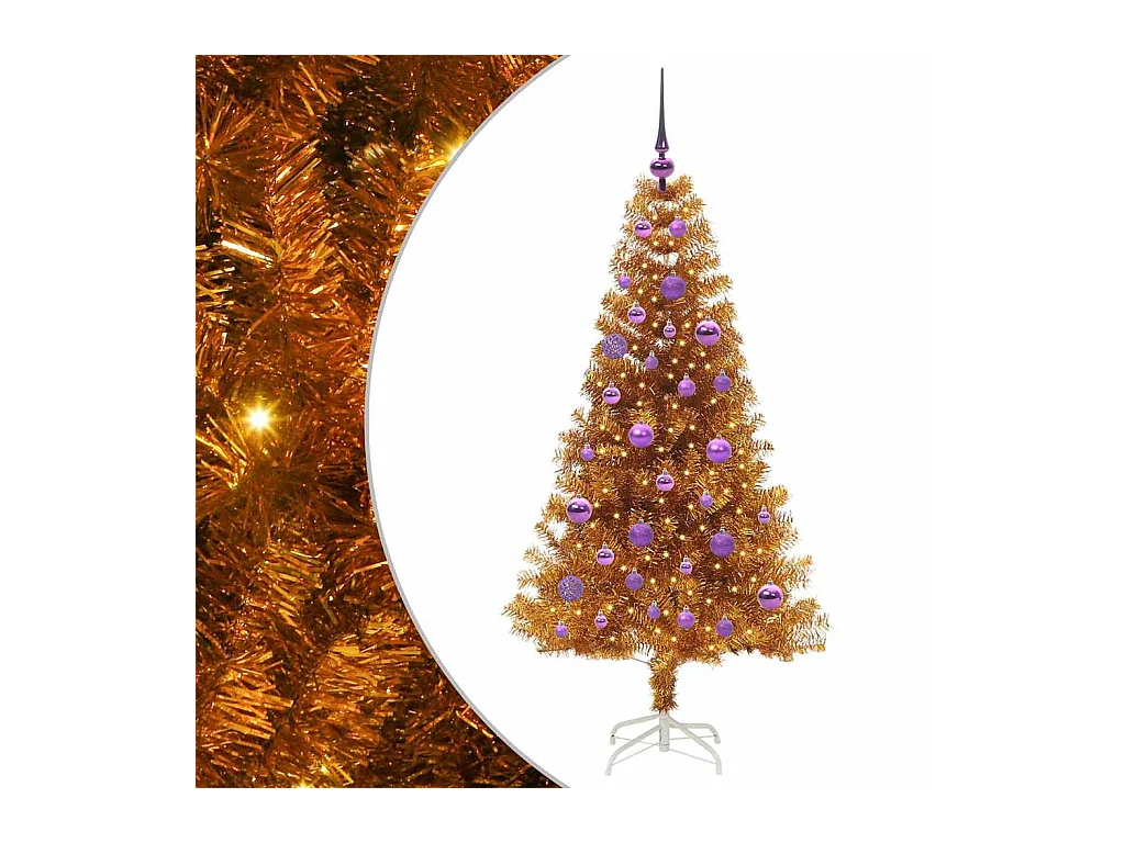 Árvore de Natal com 150 LEDs com suporte Ouro 150 cm PET