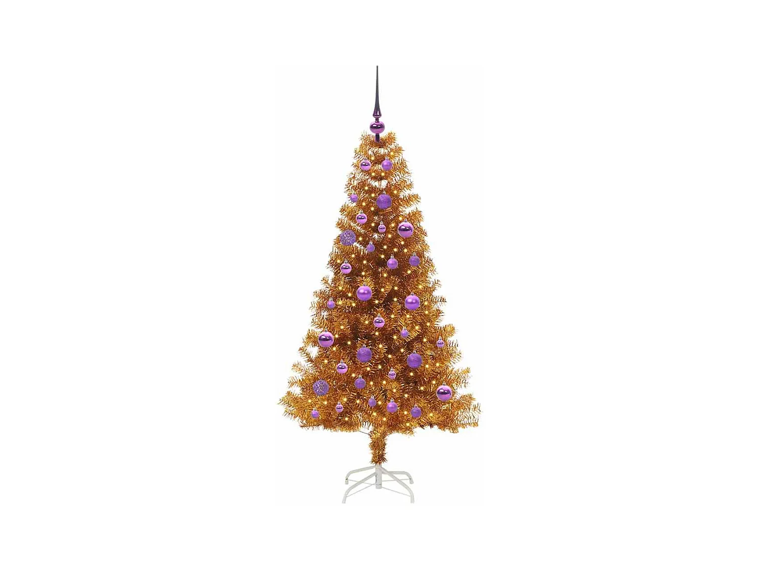 Árvore de Natal com 150 LEDs com suporte Ouro 150 cm PET