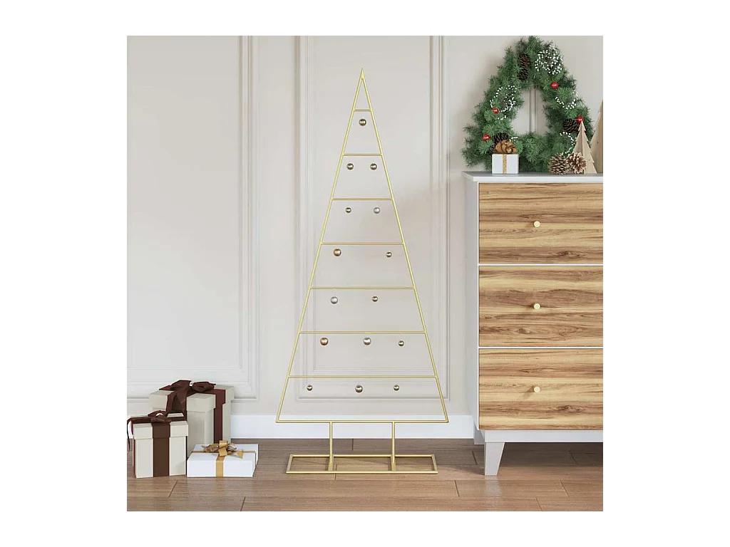 Árbol de Navidad de metal con soporte Dorado 125 cm