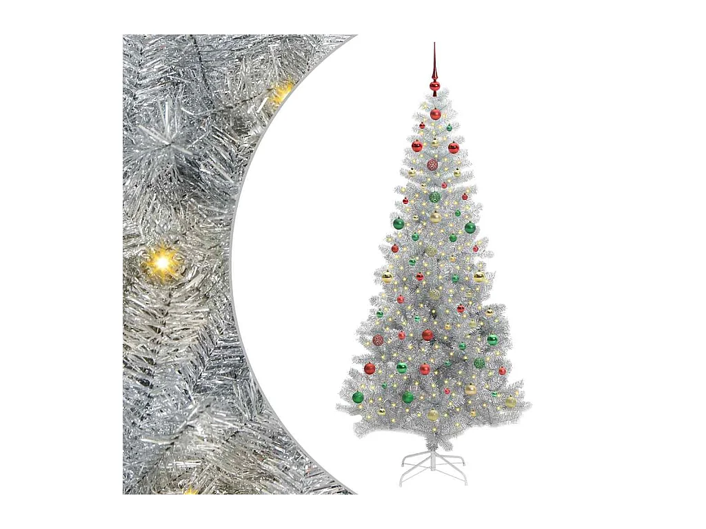 Árvore de Natal com 300 LEDs com suporte Prateado 240 cm PET