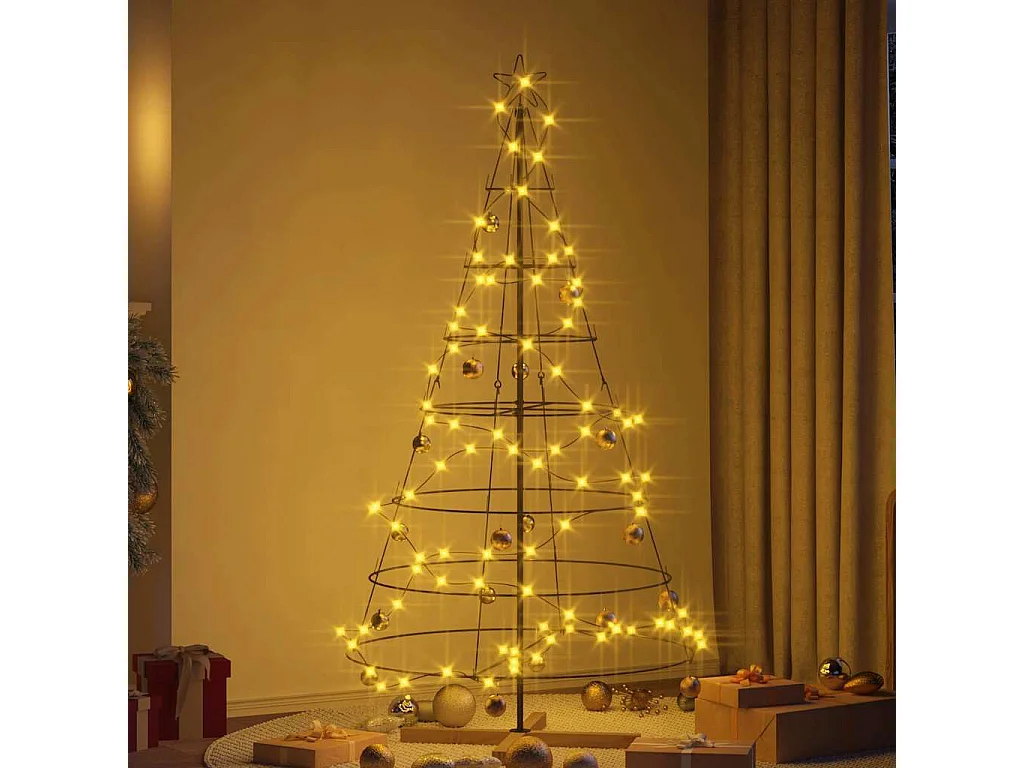 Arbre en cône de Noël avec support Noir 180 cm Acier