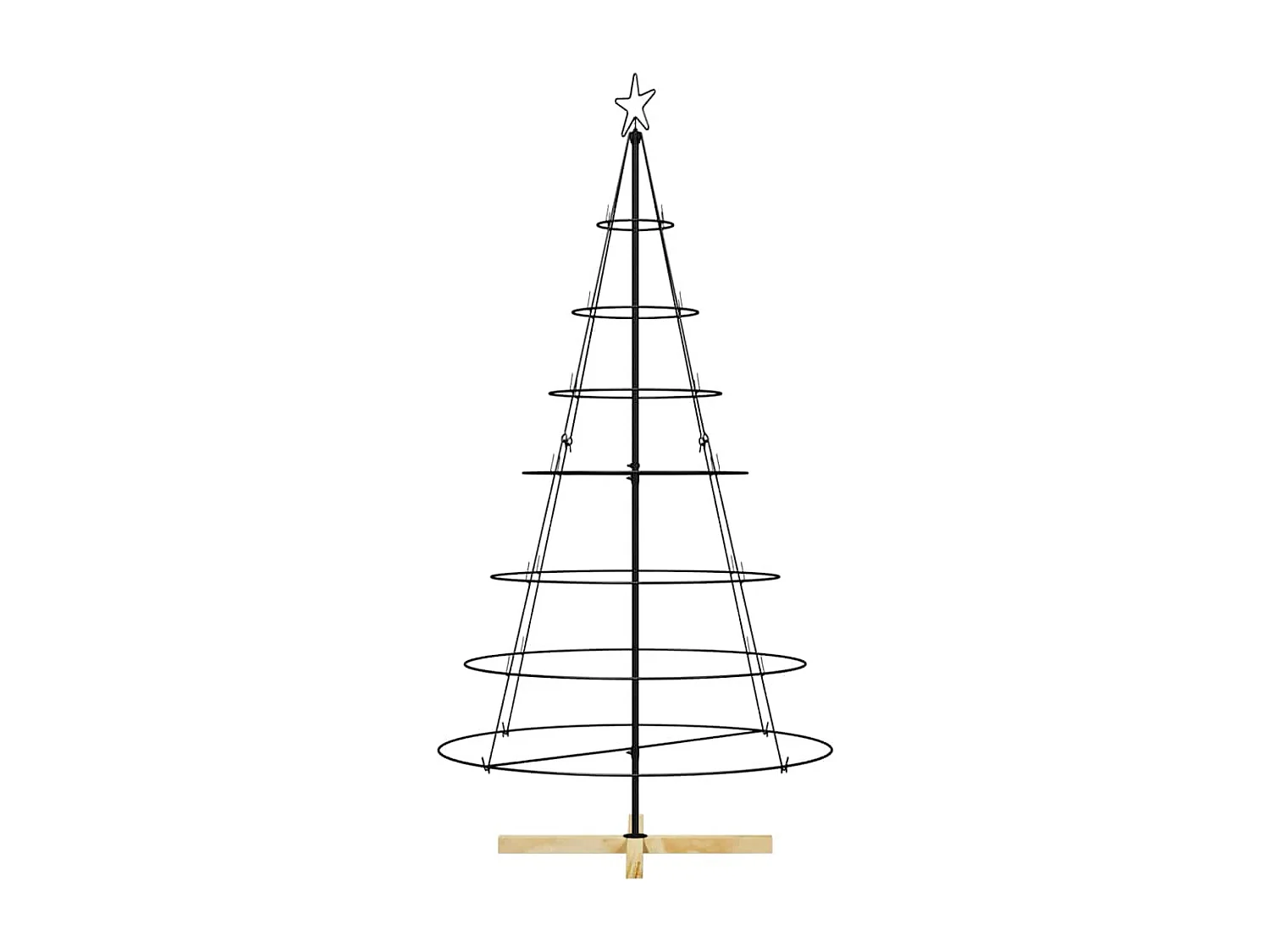 Arbre en cône de Noël avec support Noir 180 cm Acier