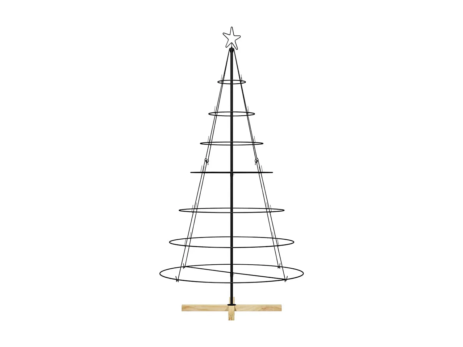 Arbre en cône de Noël avec support Noir 180 cm Acier