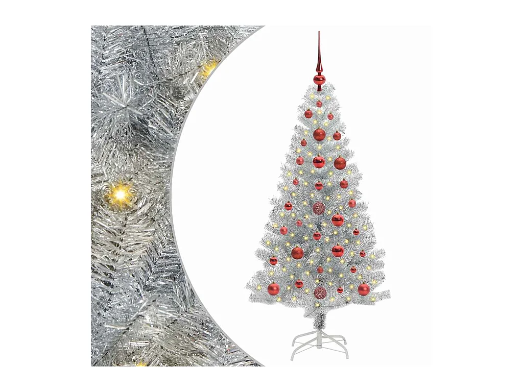 Árbol de Navidad con 150 LED con soporte Plateado 120 cm PET