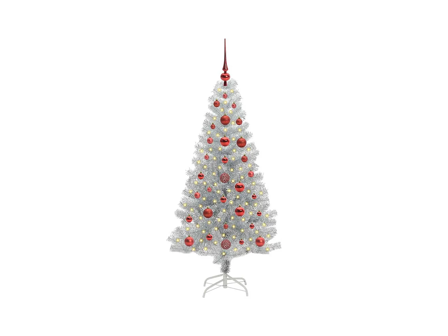Árbol de Navidad con 150 LED con soporte Plateado 120 cm PET